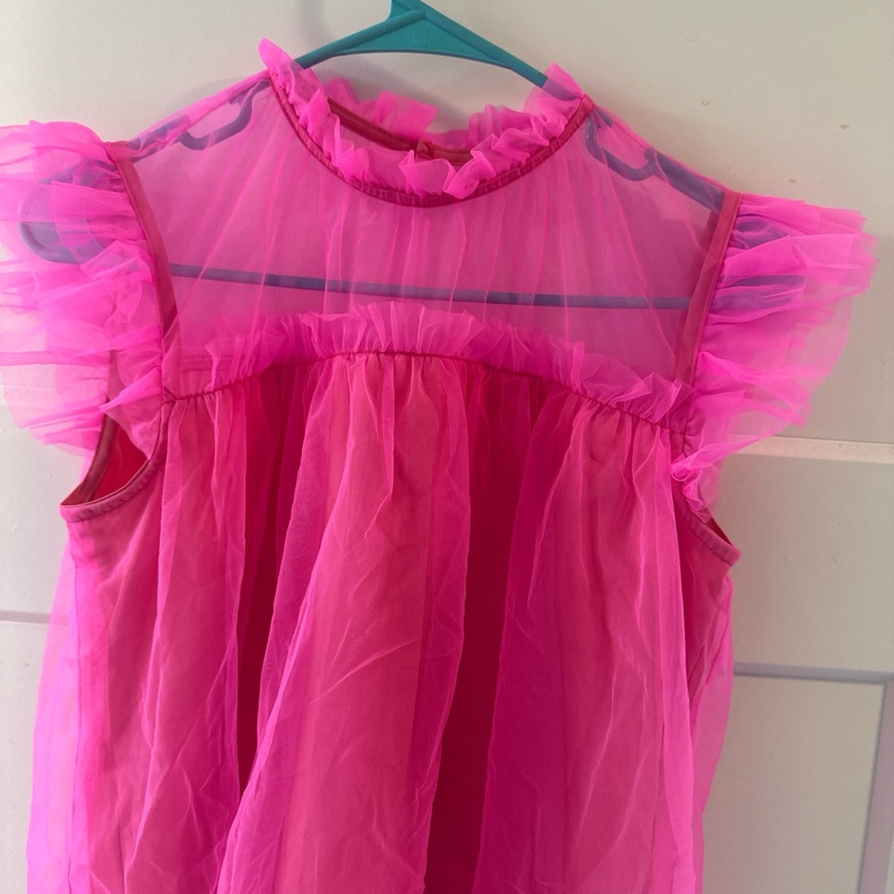 SHEIN Pink Ruffle Blouse - Picture 4 of 5